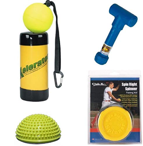 Spin Right Spinner + Power Insider Bat POD + XELERATOR + Ernie Parker's Wrist Snapper Fastpitch Softball Pitching Training Aids Equipment Gear