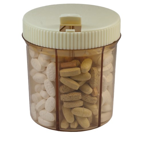 Amber & Cream six compartment Vitamin Dispenser or Storage Container