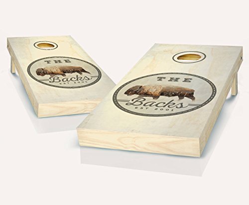 Custom Personalized Family Name Stained Cornhole Boards Regulation Size Game Set Baggo Bean Bag Toss + 8 ACA Regulation Bags