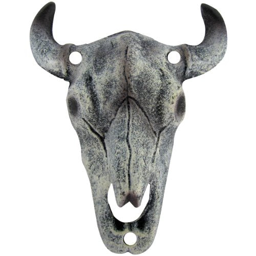 Longhorn Steer Skull Cast Iron Wall Mount Bottle Opener