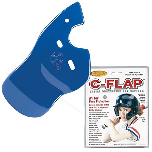 Baseball C-Flap Batter's Helmet Face Protection Guard Attachment (5 Colors for Left & Right Handed Hitters) (Royal, Right Handed Hitter)