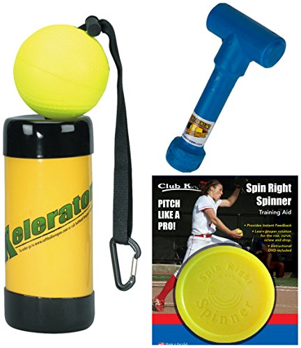 SPIN RIGHT SPINNER + Ernie Parker's WRIST SNAPPER + XELERATOR Fastpitch Softball Pitching Training Aids Equipment Gear
