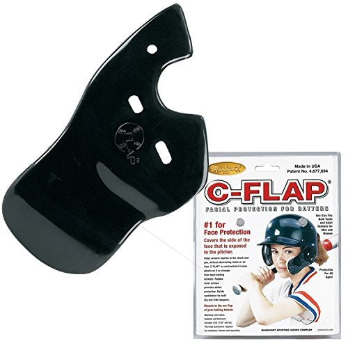 Insider Bat Baseball C-Flap Batter's Helmet Face Protection Guard Attachment (5 Colors for Left & Right Handed Hitters) (Black, Right Handed Hitter)