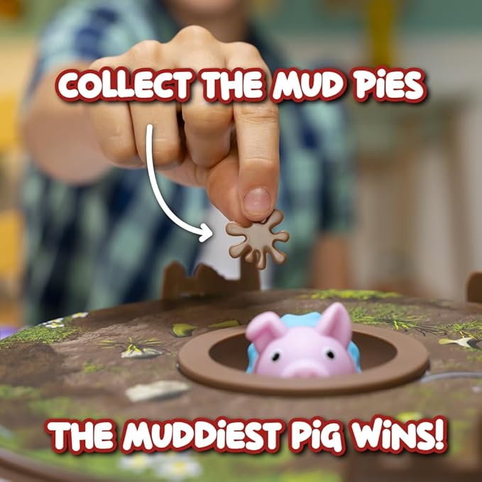 PlayMonster Pigs on Trampolines Board Games – Multi-Player, Preschool Toys, Hand-Eye-Coordination Game, The Muddiest Pig Wins, Ages 6+