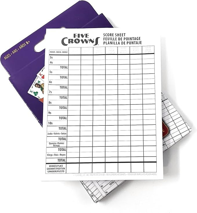 PlayMonster - Five Crowns Scorepad - 75 Page 2-Sided Card Game Replacement Score Sheets, 7 Players Ages 8+
