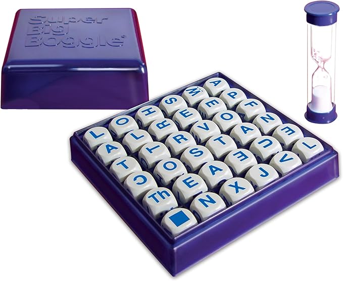 Winning Moves Super Big Boggle with 6x6 Grid and 36 Letter Cubes Games USA, The Biggest Boggle Game Ever, 4 Minute Sand Timer, for 2 or More Players, Ages 8+
