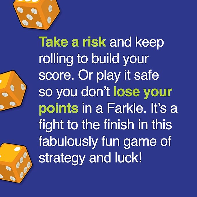 PlayMonster Farkle Classic Dice Games – Kids, Family Games, Travel Game, Adult Games, Board Game, Dice Cup, Dice Set, Farkle Score Sheets Included, Ages 8+