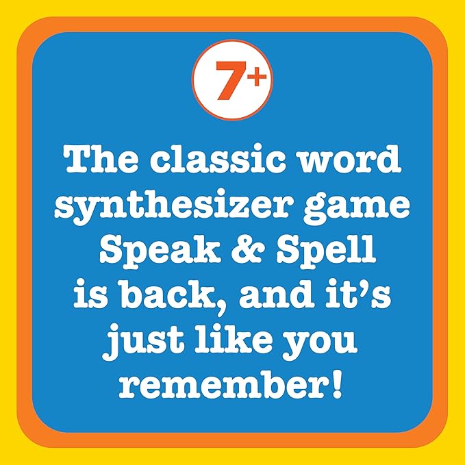 Speak & Spell Electronic Game - Educational Learning Toy, Spelling Games, 80s Retro Handheld Arcade, Autism Toys, Activity for Boys, Girls, Toddler, Ages 7+