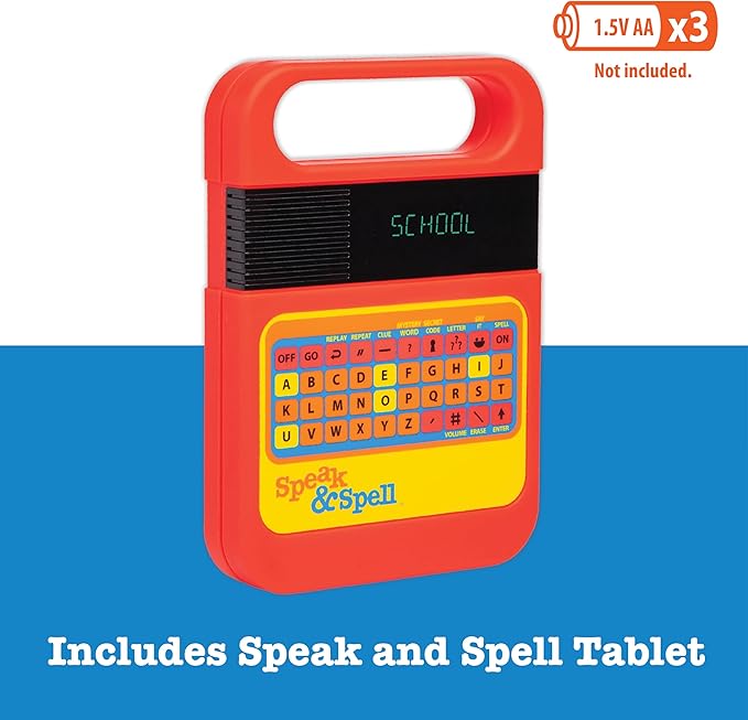 Speak & Spell Electronic Game - Educational Learning Toy, Spelling Games, 80s Retro Handheld Arcade, Autism Toys, Activity for Boys, Girls, Toddler, Ages 7+