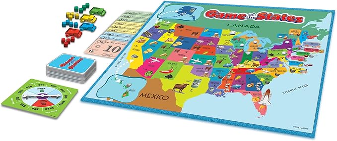 Game of The States with 1970's Original Artwork, by Winning Moves Games USA, Children's Pick Up and Deliver Game, for 2 to 4 Players, Ages 8 and up
