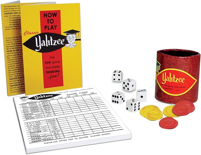 Winning Moves Classic Yahtzee with Retro Artwork, an Exciting Game of Skill and Chance with Original Components Games USA, for Ages 8 and Up, 2 or More Players