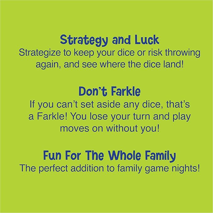 PlayMonster Farkle Classic Dice Games – Kids, Family Games, Travel Game, Adult Games, Board Game, Dice Cup, Dice Set, Farkle Score Sheets Included, Ages 8+