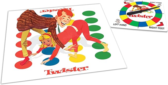 Classic Twister with Retro Design and Oversized Spinner by Winning Moves Games USA, Party Game for 2-4 Players, Indoor and Outdoor Fun for Kids Ages 6+
