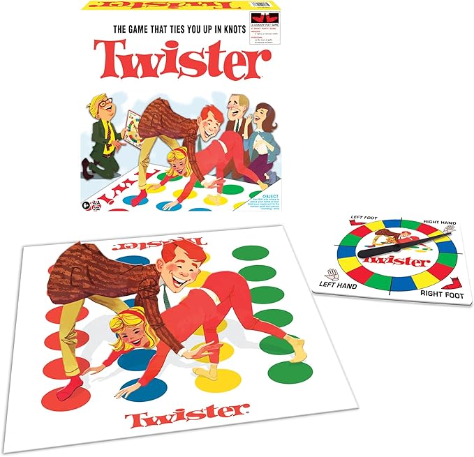 Classic Twister with Retro Design and Oversized Spinner by Winning Moves Games USA, Party Game for 2-4 Players, Indoor and Outdoor Fun for Kids Ages 6+