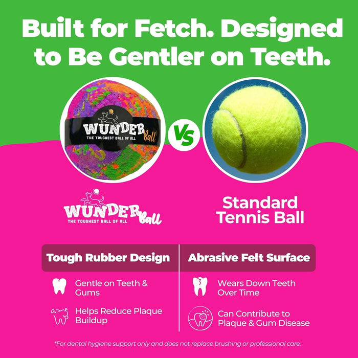 WACKYwalk'r WUNDERball Durable Dog Fetch Toy – Indestructible Natural Rubber Ball, Safer Than Tennis Balls, Floats for Indoor & Outdoor Play, Handmade in North America, Swirl (up to 40 lbs.)