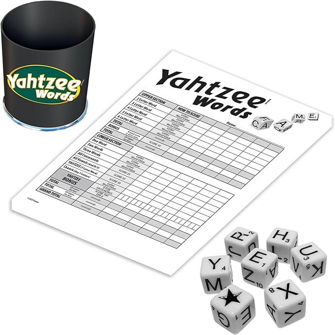 Winning Moves Yahtzee Words Games USA, Family Word Game Version for 2 or More Players, Ages 8+