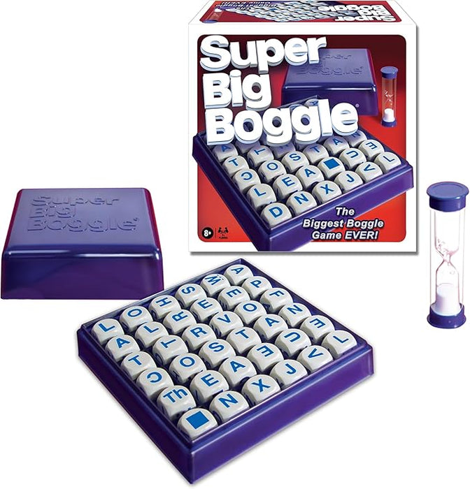 Winning Moves Super Big Boggle with 6x6 Grid and 36 Letter Cubes Games USA, The Biggest Boggle Game Ever, 4 Minute Sand Timer, for 2 or More Players, Ages 8+