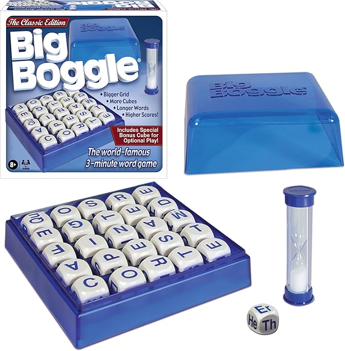 Winning Moves Big Boggle with 5x5 Grid and 25 Letter Cubes Games USA, Thought Provoking Word Game Bigger Than The Original, for 2 or More Players, Ages 8+