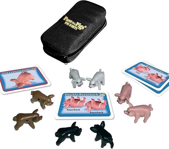 Pass The Pigs: Pig Party Edition by Winning Moves Games USA, Try Your Luck Using Pigs as Dice, Up to 4 Players Can Now All Play Pass The Pigs at The Same Time, Ages 7+