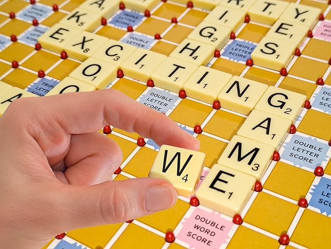 Tile Lock Scrabble by Winning Moves Games USA, Innovative Gameboard Locks Tiles in Place, for 2 to 4 Players, Ages 8 and Up