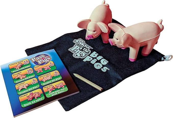 Pass The Pigs Big Pigs by Winning Moves Games USA, Hysterical Pig-Dice Rolling Game with Oversized Foam Pigs for 2+ Players, Ages 8 +