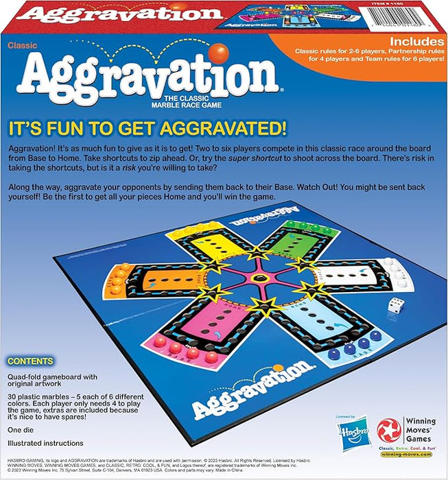 Aggravation with Retro Artwork by Winning Moves Games USA, The Classic Marble Race Game, Great for Kids, for 2 to 6 Players, Ages 6+