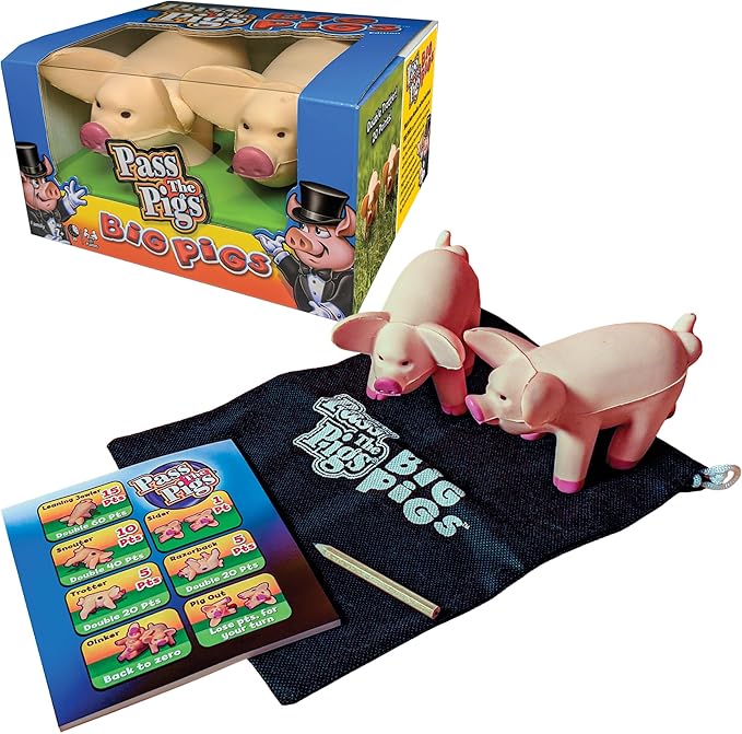 Pass The Pigs Big Pigs by Winning Moves Games USA, Hysterical Pig-Dice Rolling Game with Oversized Foam Pigs for 2+ Players, Ages 8 +