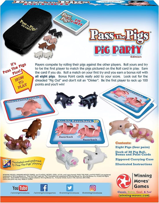 Pass The Pigs: Pig Party Edition by Winning Moves Games USA, Try Your Luck Using Pigs as Dice, Up to 4 Players Can Now All Play Pass The Pigs at The Same Time, Ages 7+