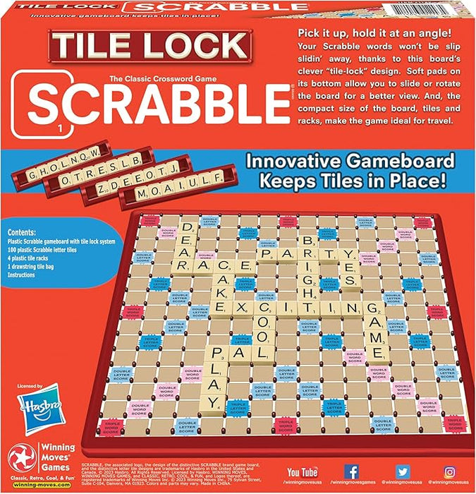 Tile Lock Scrabble by Winning Moves Games USA, Innovative Gameboard Locks Tiles in Place, for 2 to 4 Players, Ages 8 and Up