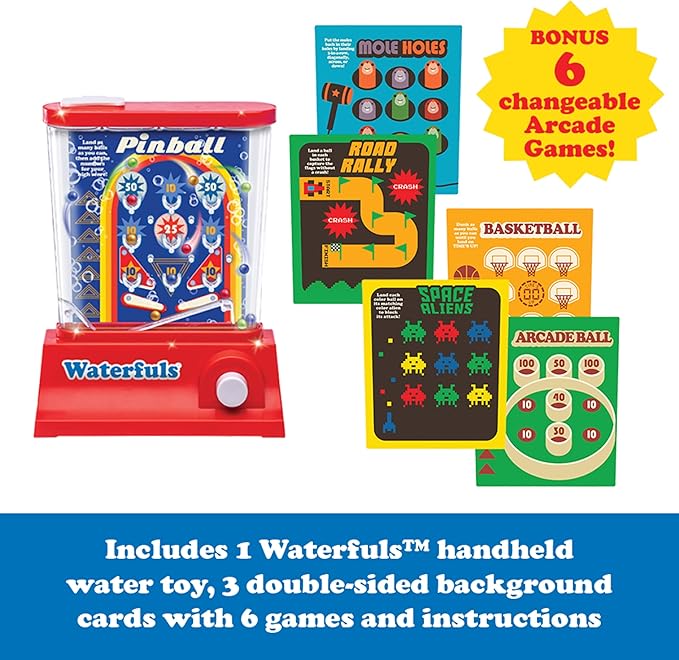 Playmonster Original Waterfuls Classic Handheld Water Games – Kids Games, Retro Travel Games, Fidget Toys for Kids, Autism Toys, 6 Interchangeable Back Panels, Screen Free Play, Portable, Ages 3+