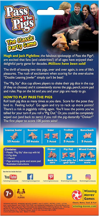 Winning Moves Pass The Pigs Games USA, a Hilarious Pig Dice Game, Family Favorite for Over 40 Years, for 2 or More Players, Ages 7+