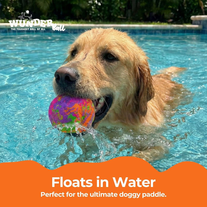 WACKYwalk'r WUNDERball Durable Dog Fetch Toy – Indestructible Natural Rubber Ball, Safer Than Tennis Balls, Floats for Indoor & Outdoor Play, Handmade in North America, Swirl (up to 40 lbs.)