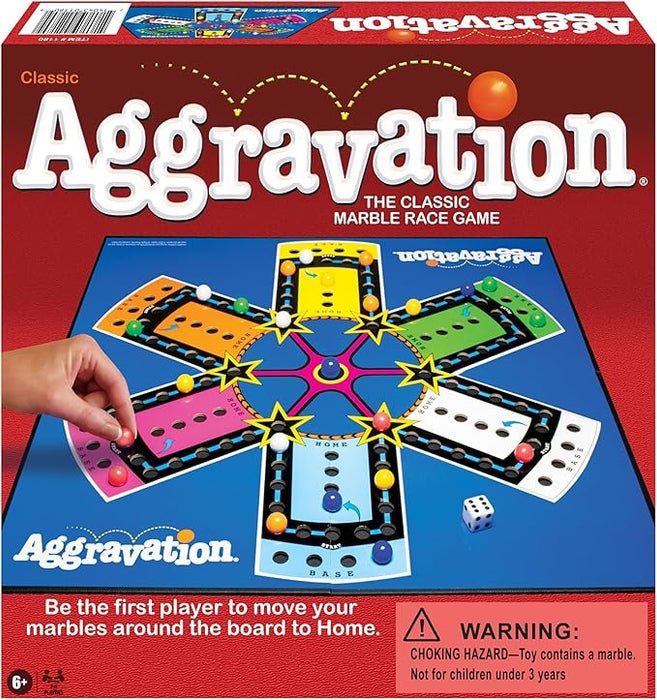 Aggravation with Retro Artwork by Winning Moves Games USA, The Classic Marble Race Game, Great for Kids, for 2 to 6 Players, Ages 6+