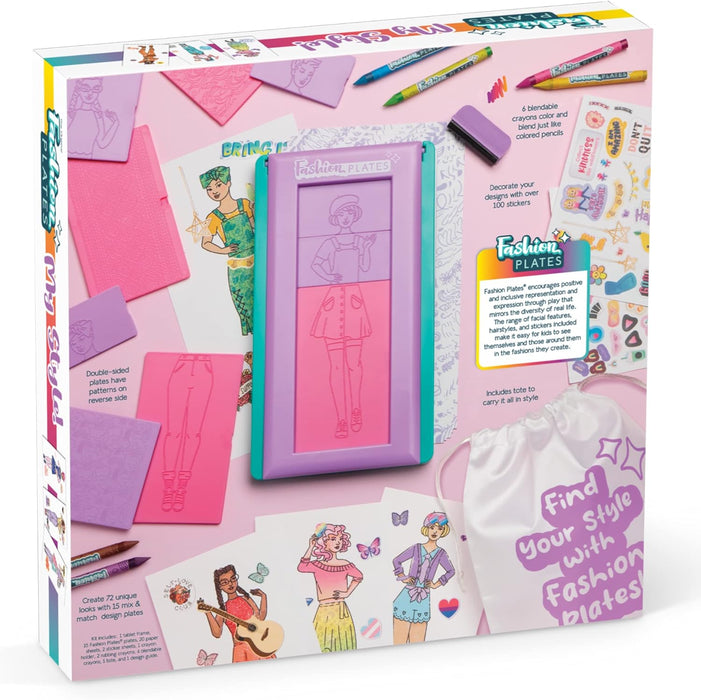 Fashion Plates My Style – Girls Mix-and-Match Drawing Kit, Arts and Crafts, Coloring, Art Supplies, Craft Supplies, Stencils, Crayons Included, Create Your Own Designs, Ages 6+