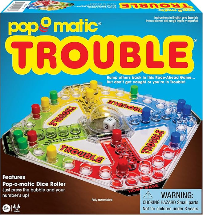 Winning Moves Classic Trouble with Retro Artwork and Pop-o-Matic Popper Games USA, Designed for Kids, Ages 5+ Perfect for an Indoor Interactive Activity
