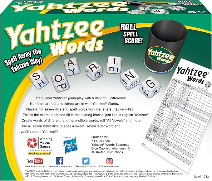 Winning Moves Yahtzee Words Games USA, Family Word Game Version for 2 or More Players, Ages 8+