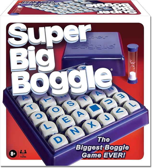 Winning Moves Super Big Boggle with 6x6 Grid and 36 Letter Cubes Games USA, The Biggest Boggle Game Ever, 4 Minute Sand Timer, for 2 or More Players, Ages 8+