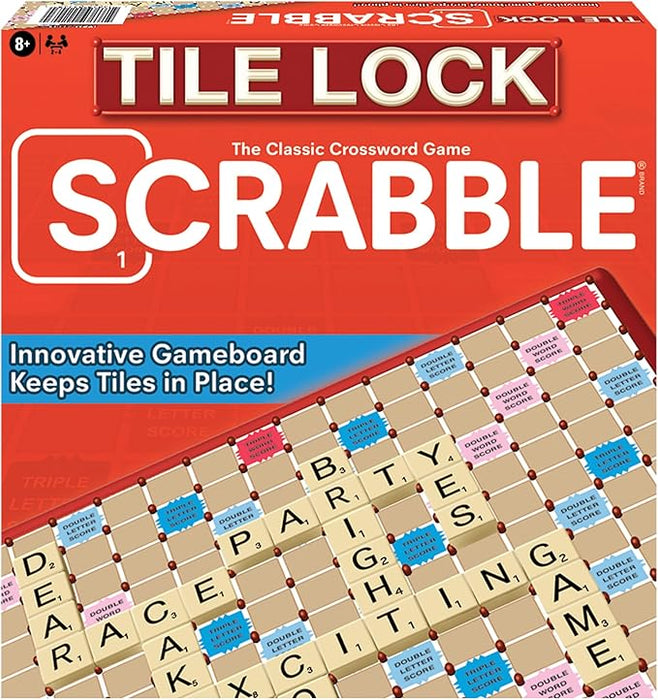 Tile Lock Scrabble by Winning Moves Games USA, Innovative Gameboard Locks Tiles in Place, for 2 to 4 Players, Ages 8 and Up