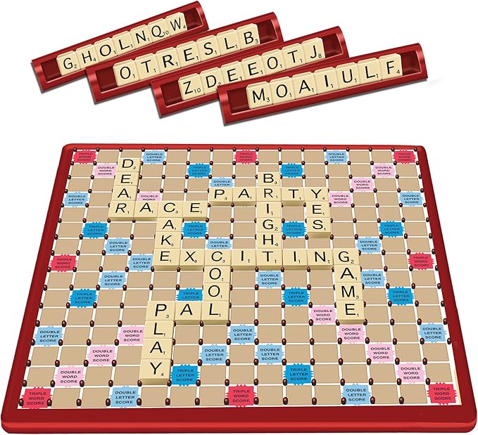 Tile Lock Scrabble by Winning Moves Games USA, Innovative Gameboard Locks Tiles in Place, for 2 to 4 Players, Ages 8 and Up