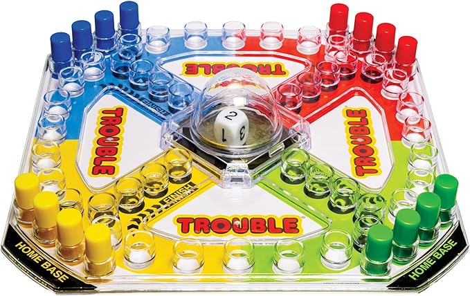 Winning Moves Classic Trouble with Retro Artwork and Pop-o-Matic Popper Games USA, Designed for Kids, Ages 5+ Perfect for an Indoor Interactive Activity