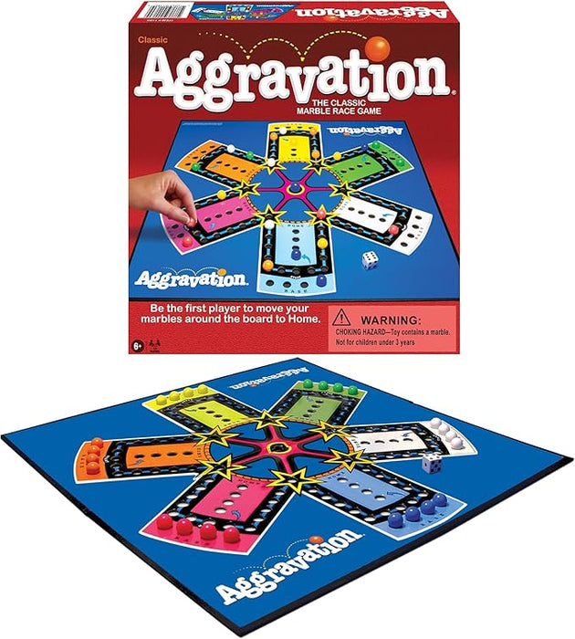Aggravation with Retro Artwork by Winning Moves Games USA, The Classic Marble Race Game, Great for Kids, for 2 to 6 Players, Ages 6+