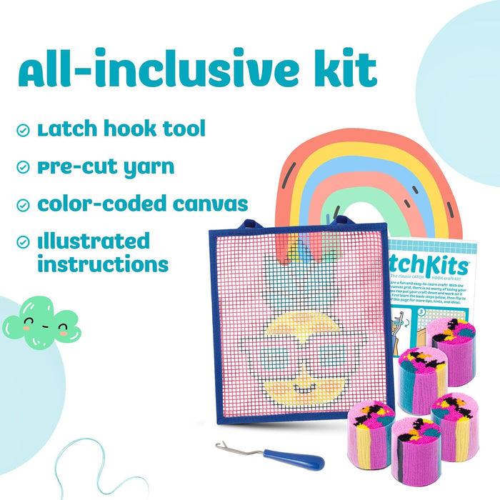 PlayMonster LatchKits for Wall Hangings & Mini-Rugs - Pineapple - Craft Kit with Easy, Color-Coded Canvas, Pre-Cut Yarn & Latch Hook Tool - Perfect DIY Craft for Kids - Ages 6 and Up, Small, Multi