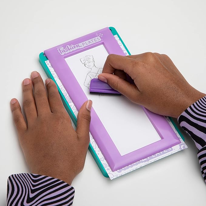 Fashion Plates My Style – Girls Mix-and-Match Drawing Kit, Arts and Crafts, Coloring, Art Supplies, Craft Supplies, Stencils, Crayons Included, Create Your Own Designs, Ages 6+