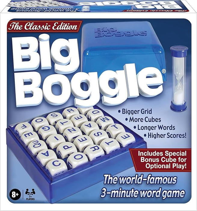 Winning Moves Big Boggle with 5x5 Grid and 25 Letter Cubes Games USA, Thought Provoking Word Game Bigger Than The Original, for 2 or More Players, Ages 8+