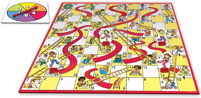 Classic Chutes and Ladders with 1970's Artwork by Winning Moves Games USA for Children Ages 3 and Up, Preschool Games for 2-4 Players