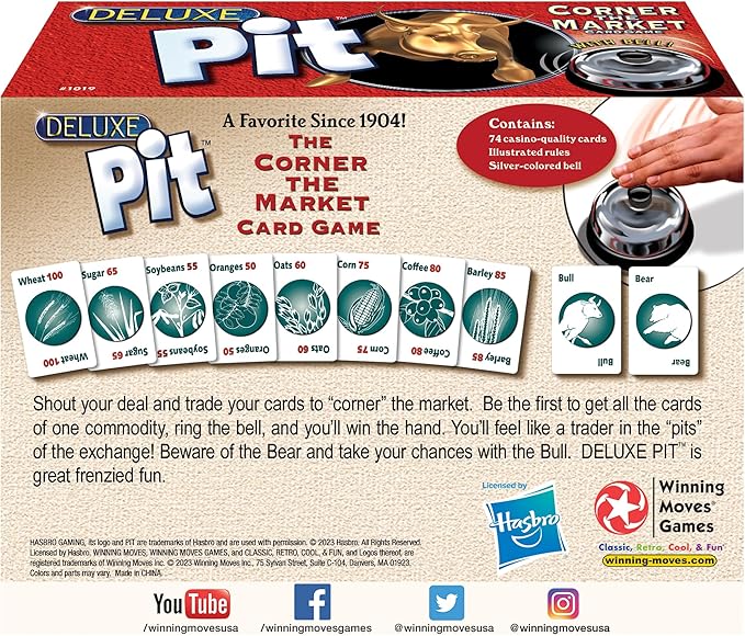 Deluxe Pit by Winning Moves Games USA, Loud and Raucous Party Game for 3 to 8 Players, Ages 7 and Up
