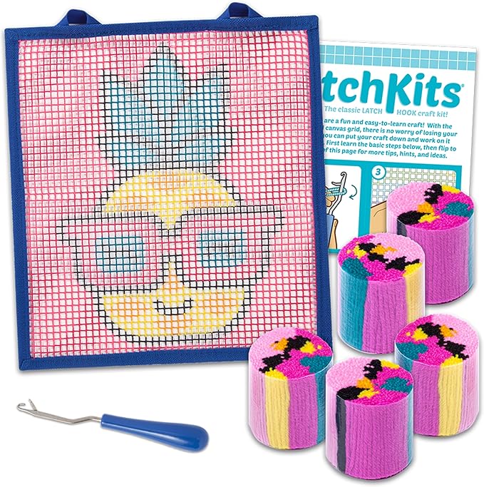 PlayMonster LatchKits for Wall Hangings & Mini-Rugs - Pineapple - Craft Kit with Easy, Color-Coded Canvas, Pre-Cut Yarn & Latch Hook Tool - Perfect DIY Craft for Kids - Ages 6 and Up, Small, Multi
