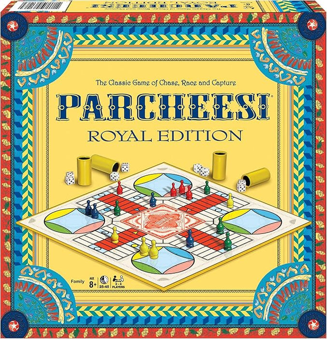 Parcheesi Royal Edition by Winning Moves Games USA, Classic Family Favorite Featuring Charming Artwork, Tokens and dice Cups for 2-4 Players, Ages 8+