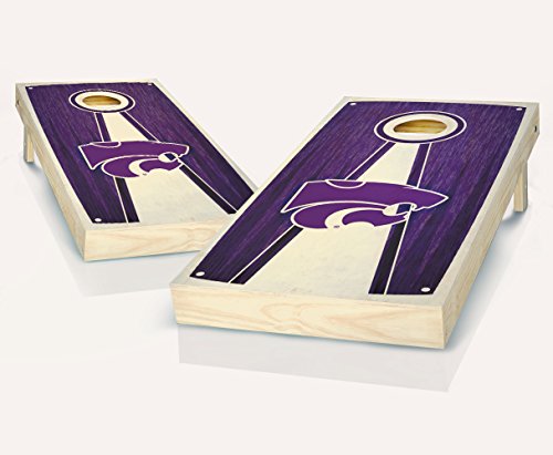 Kansas State Wildcats Stained Pyramid Custom Cornhole Boards Regulation Size Game Set Baggo Bean Bag Toss + 8 ACA Regulation Bags