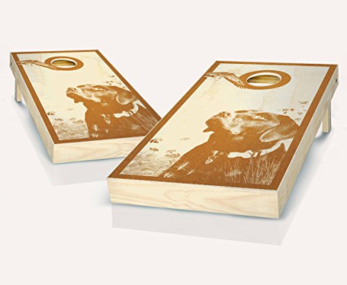 Hunting Dog Maple Stained Custom Cornhole Boards Regulation Size Game Set Baggo Bean Bag Toss + 8 ACA Regulation Bags